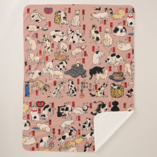 Manta Sherpa gatos japoneses Ukiyo-e Funny kitty
