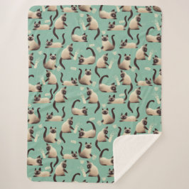 Manta Sherpa Gatos malvados siameses golpean las cosas