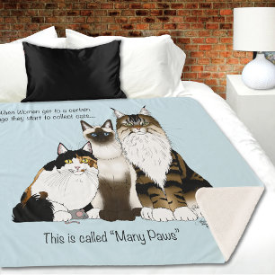 Manta Sherpa Gatos muchas patas azul divertido