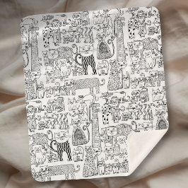 Manta Sherpa Gatos y gatitos modernos, negros y blancos