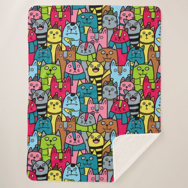 Manta Sherpa Gatos y gatos (Anverso)