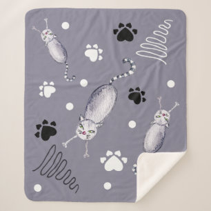 Manta Sherpa Gatos Y Pastas De Ilustracion Cuidados