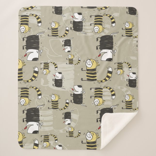 Manta Sherpa Gatos y perros: Textura divertida sin foco (Anverso)