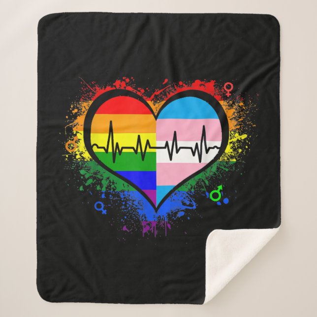 Manta Sherpa Gay Lesbian Gay Lesbiana LGBT Gay Heartbeat L (Anverso)