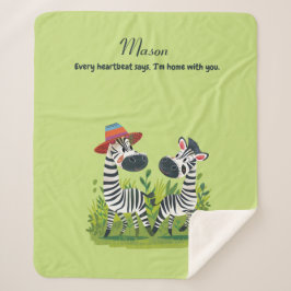 Manta Sherpa Gemelos de cebra con nombre salvaje y personalizad