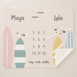 Manta Sherpa Gemelos de Surfista de Playa Milestone Bebé Sherpa