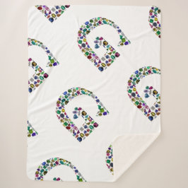 Manta Sherpa Gemstone Diamond Initial G Monograma Art