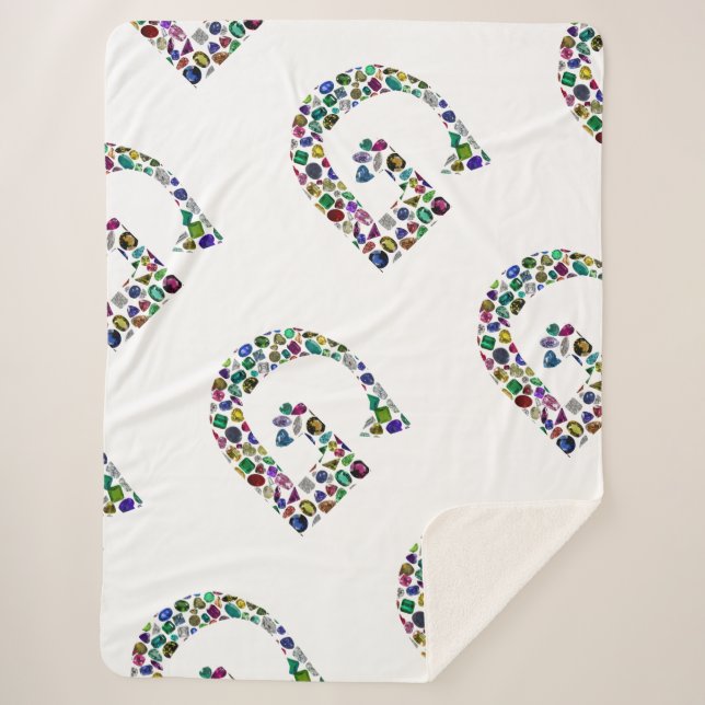 Manta Sherpa Gemstone Diamond Initial G Monograma Art (Anverso)