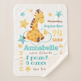 Manta Sherpa Género Neutral Cute Giraffe Stars Baby Stats