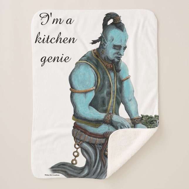Manta Sherpa Genie Chef Cocina Magia Fantasía Art Blanket (Anverso)