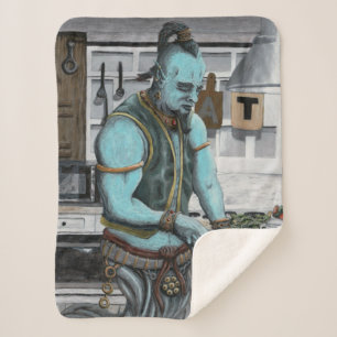 Manta Sherpa Genie Chef Cocinando Cena Fantasía Art Blanket