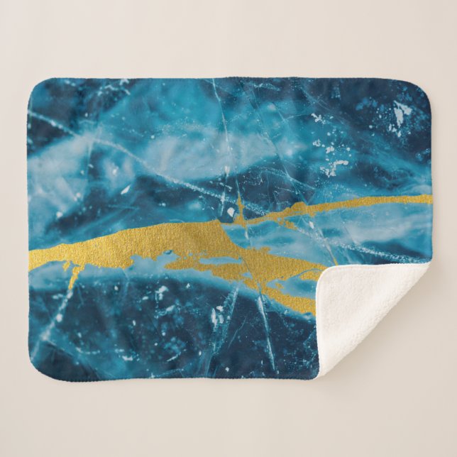 Manta Sherpa Geode Agate Gemstone Blue and Gold (Anverso (horizontal))