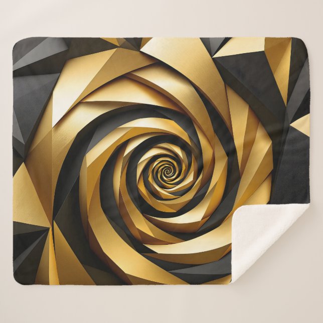 Manta Sherpa Geometría de espiral dorada (Anverso (horizontal))