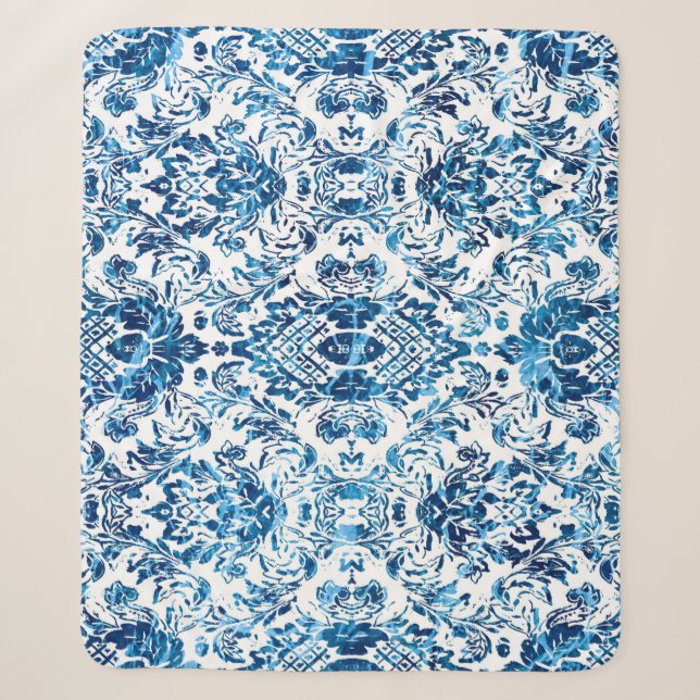 Manta Sherpa Geometric damask seamless pattern with grunge text (Anverso)