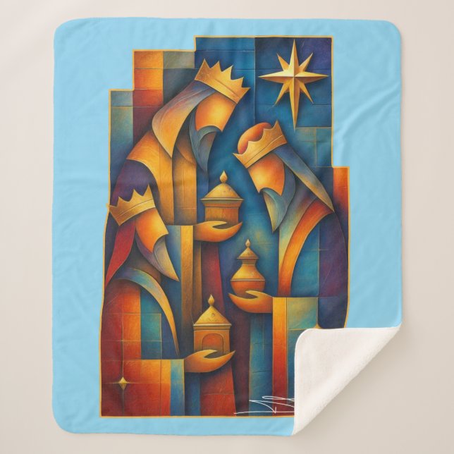 Manta Sherpa Geometric Magi - Three Wise Men Christmas Star Art (Anverso)