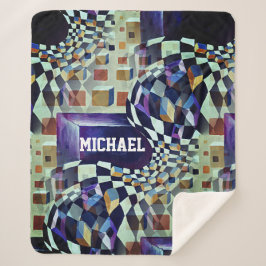 Manta Sherpa Geometric Psychedelic Name Art para niños