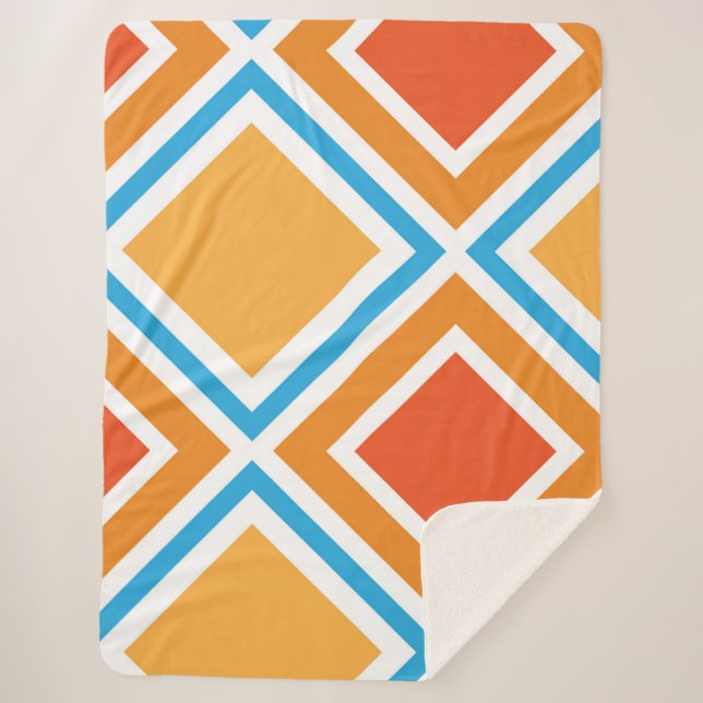 Manta Sherpa Geométrica abstracta de diamante (Anverso)