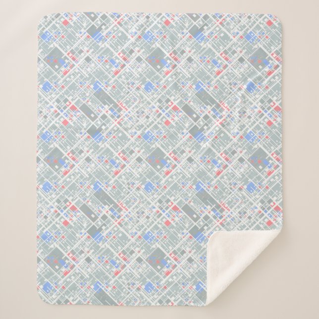 Manta Sherpa Geométrico abstracto moderno. (Anverso)