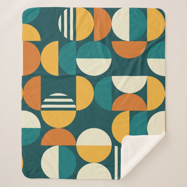 Manta Sherpa Geométrico De Mediano Siglo: Diseño Retro Minimali (Anverso)