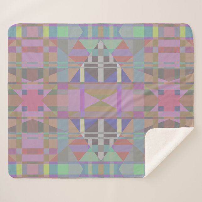 Manta Sherpa Geométrico rosa púrpura verde (Anverso (horizontal))