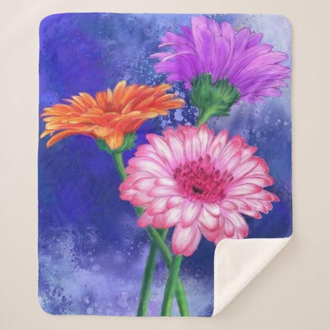 Manta Sherpa Gerbera Daisies Sherpa Blanket (Anverso)