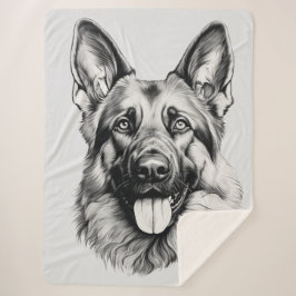 Manta Sherpa German Shepherd Drawing Portrait Sherpa Blanket
