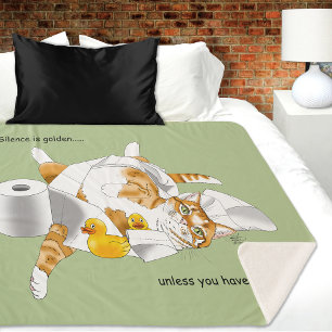 Manta Sherpa Ginger Naranja Cat Funny Toilet Paper
