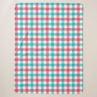 Manta Sherpa Gingham a cuadros de turquesa brillante y rosa fra