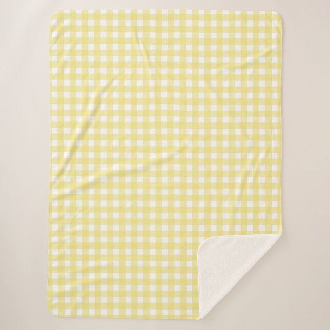 Manta Sherpa Gingham blanco y amarillo pálido (Anverso)