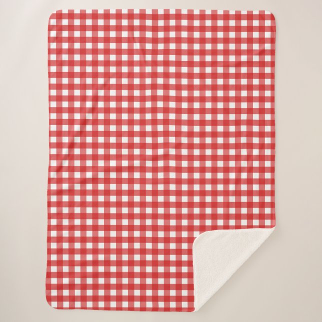 Manta Sherpa Gingham rojo y blanco (Anverso)
