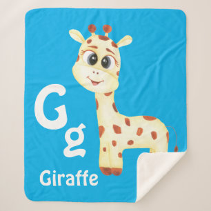 Manta Sherpa Giraffe personalizar ABC: Letra G - Añadir tu nomb