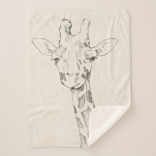 Manta Sherpa Giraffe Portrait | Esbozo (Anverso)