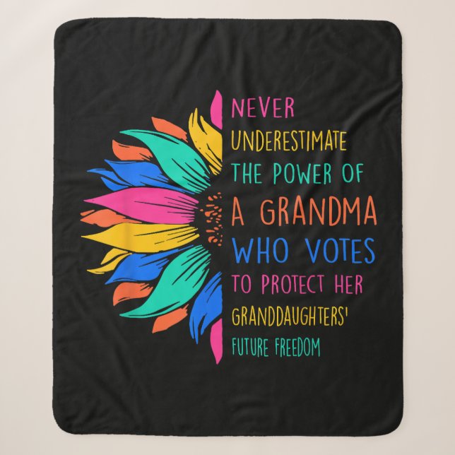 Manta Sherpa Girasol Nunca Subestimes El Poder De La Abuela (Anverso)