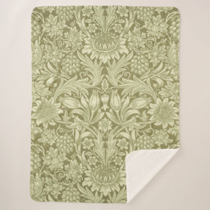 Manta Sherpa Girasol William Morris Vintage Damask Oliva
