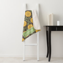 Manta Sherpa Girasoles Rústicos Brillantes Personalizados del P