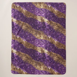 Manta Sherpa Girly Purpurina Purple Gold Sparkle