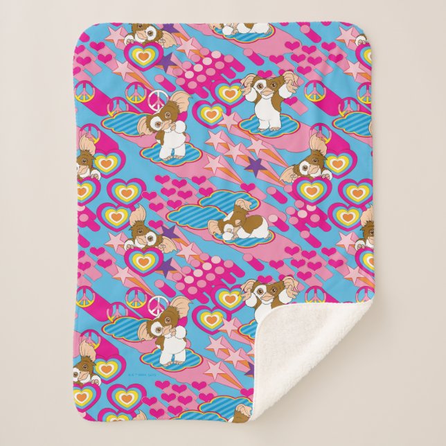Manta Sherpa Gizmo | Pink Peace & Love Pattern (Anverso)