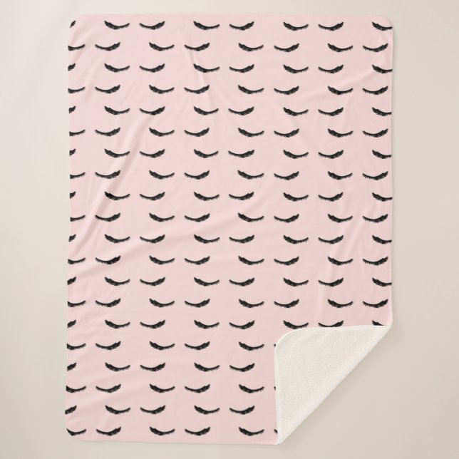 Manta Sherpa Glam de pestañas negras rosadas de Rubor (Anverso)