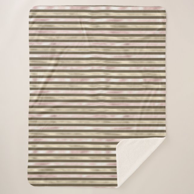 Manta Sherpa Glam Gold Rubor Ropa marrón rosa (Anverso)