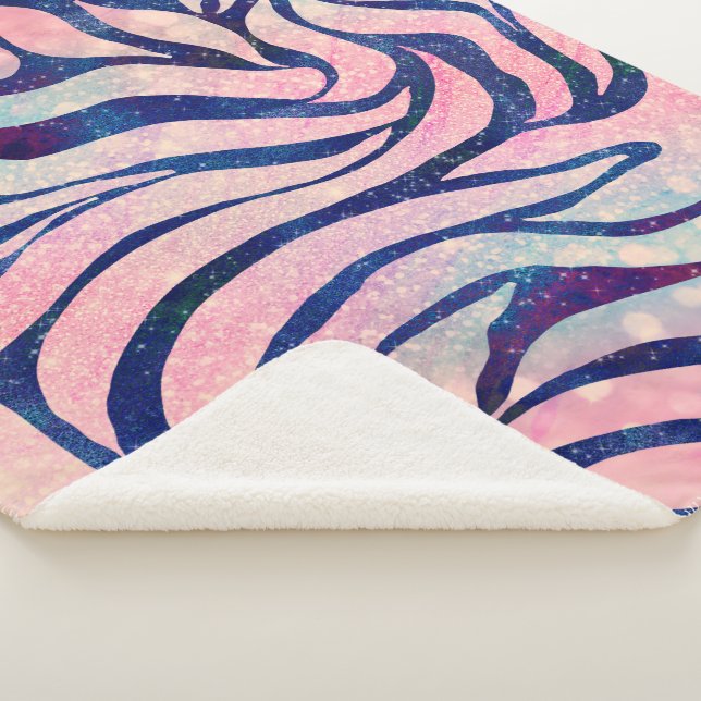 Manta Sherpa Glamoroso Purpurina holográfico franjas de cebra a (3/4)