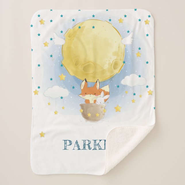 Manta Sherpa Globo de aire lunar personalizado (Anverso)