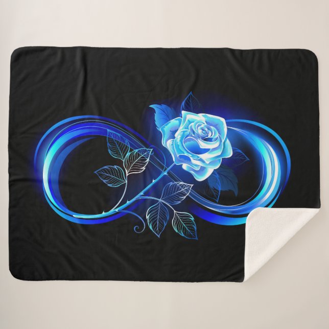 Manta Sherpa Glowing infinity with blue rose (Anverso (horizontal))