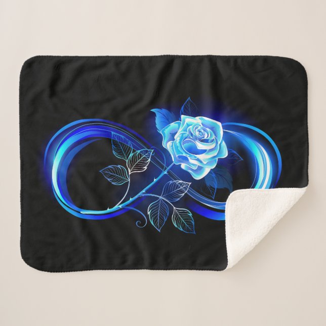 Manta Sherpa Glowing infinity with blue rose (Anverso (horizontal))