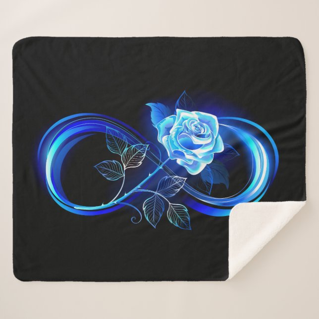 Manta Sherpa Glowing infinity with blue rose (Anverso (horizontal))