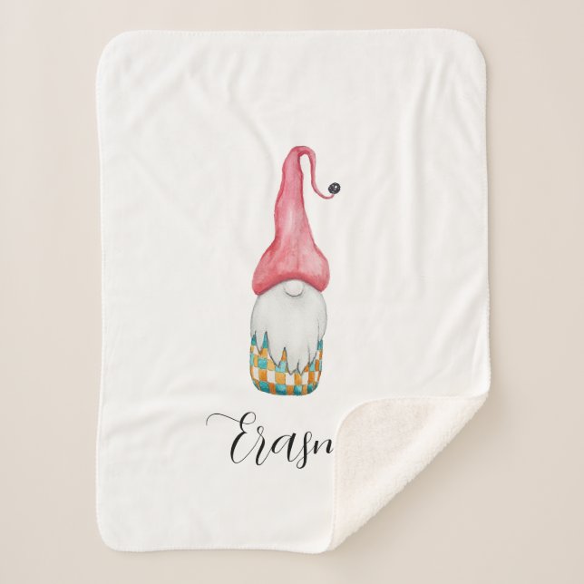 Manta Sherpa Gnome de Navidad de Cute Vintage (Anverso)