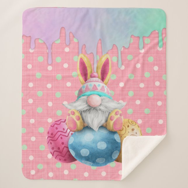 Manta Sherpa Gnome de Pascua Polkadot Huevos Gigantes (Anverso)