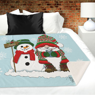 Manta Sherpa Gnomo de Navidad Acogedor Muñeco de Nieve Fiesta d