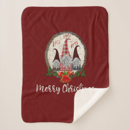 Manta Sherpa Gnomos Navideños Rojos Elfos Modernos 