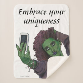 Manta Sherpa Goblin Chica Celda Selfie Fantasy Art Sherpa Blank