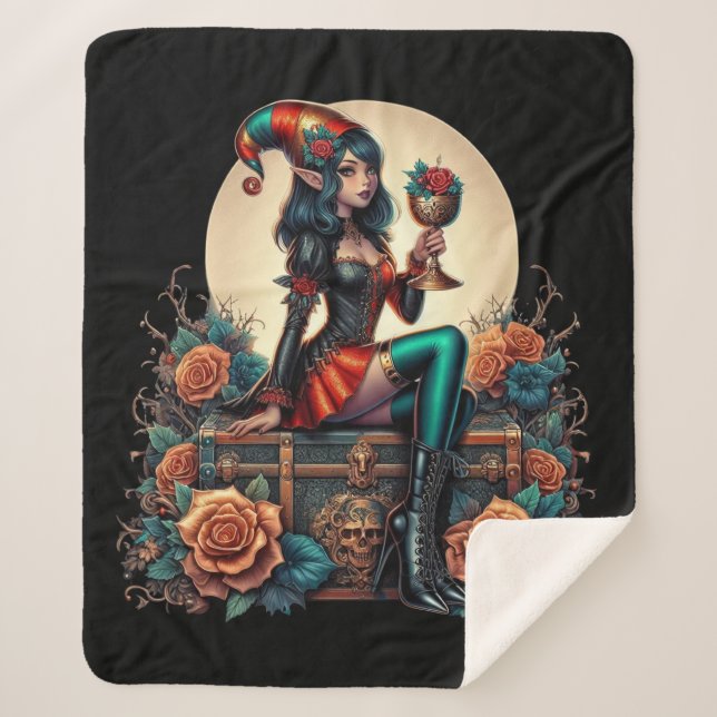 Manta Sherpa Goblincore Fantasy Hallowmas de hadas góticas (Anverso)